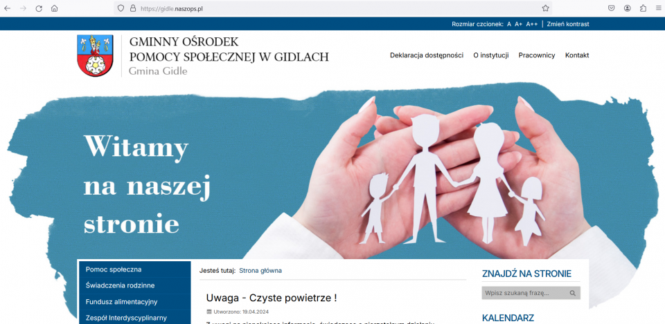 Gminny Ośrodek Pomocy Społecznej w Gidlach uruchomił swoją stronę internetową